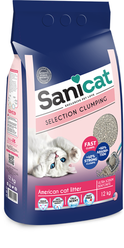 Наповнювач туалетів для котів натрієвий бентоніт, що комкується, зі штату Вайомінг із запахом тальку Sanicat American Selection Clumping