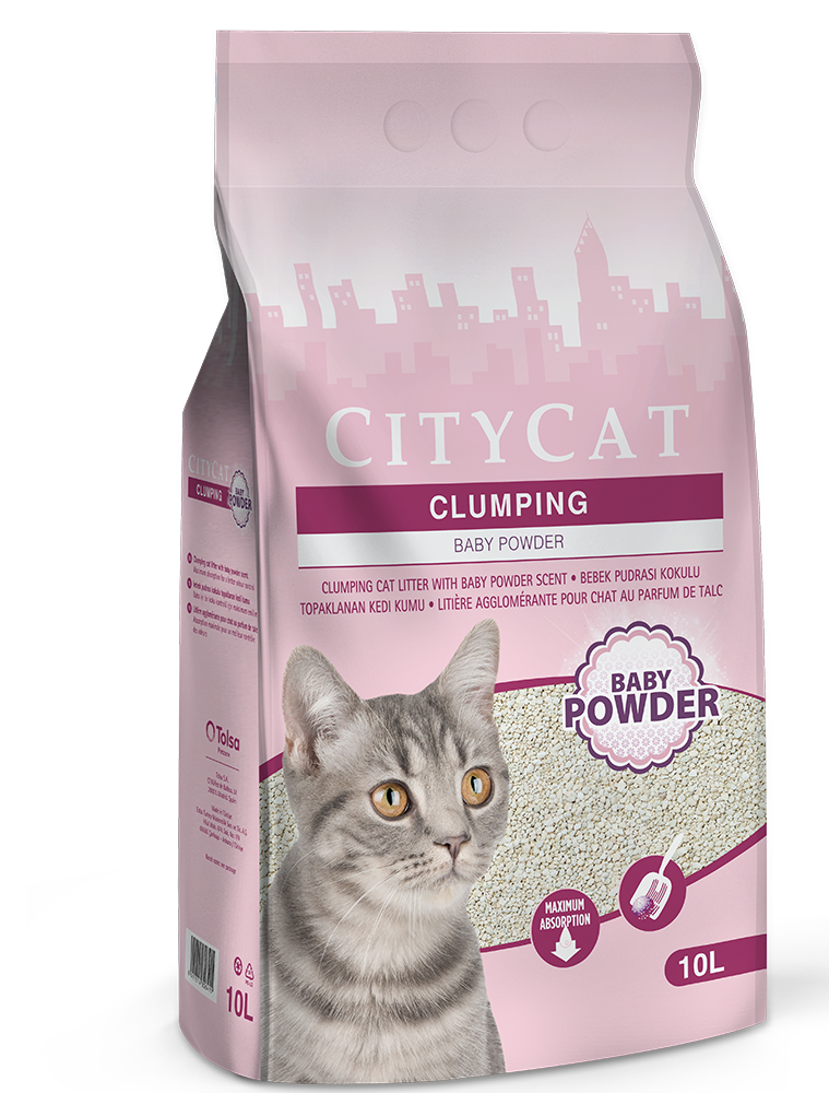 Комкующийся наполнитель без пыли для кошачьего туалета с ароматом детской присыпки CityCat Clumping Baby Powder