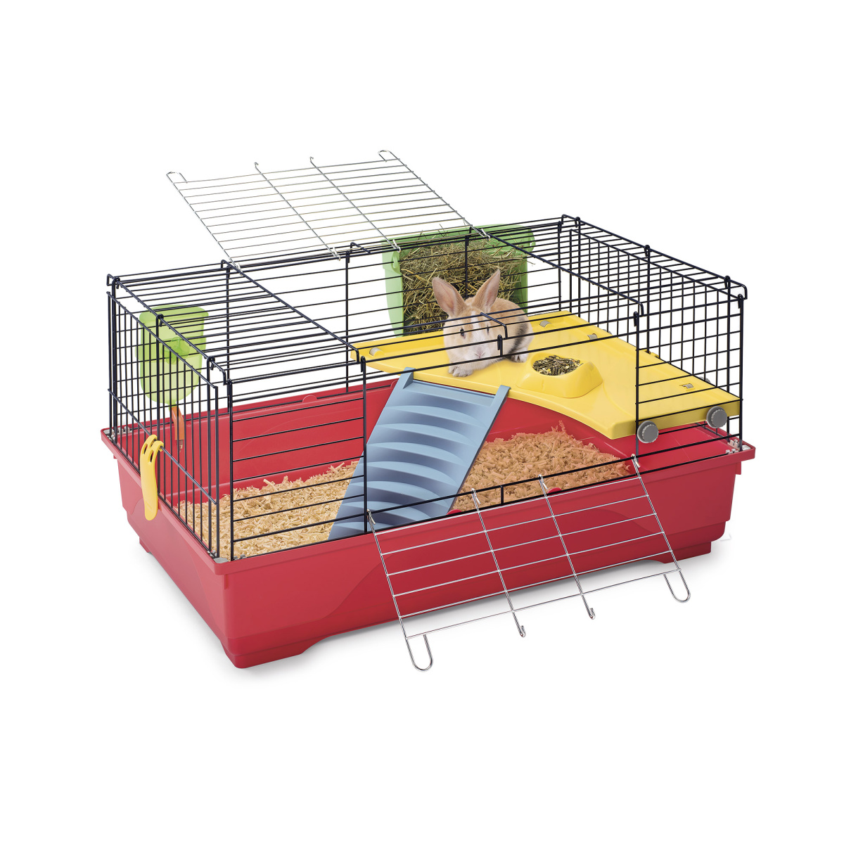 Двоповерхова клітина для кролика с мискою, годівницею та напувалкою Imac Ronny 80