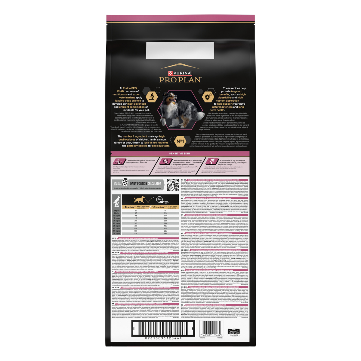 Сухий корм для середніх собак з чутливою шкірою з Лососем Purina Pro Plan Medium Adult 1+ Sensitive Skin Salmon