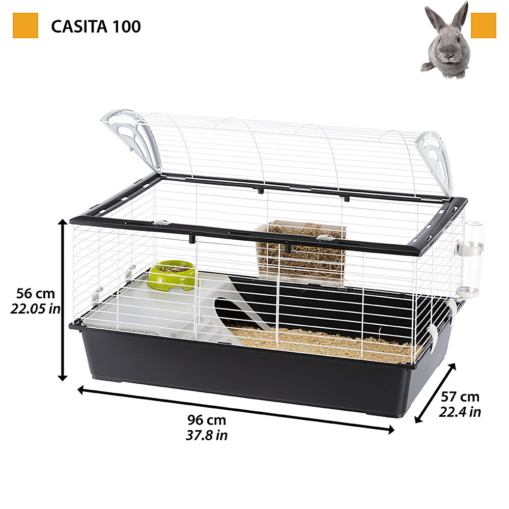 Клетка для кроликов и морских свинок с поилкой, кормушкой и домиком Casita 100 Ferplast