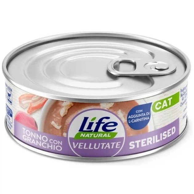 Консерва для стерилізованих кішок Тунець з Крабом Life Cat Natural Vellutate Sterilised Tuna & Crab