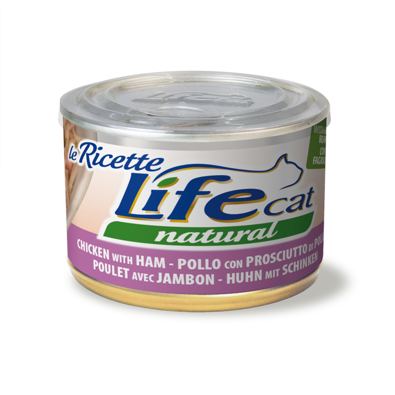Консерва для кошек Курица с Ветчиной и Стручковой фасолью Life Cat Natural Chicken & Ham-Pollo