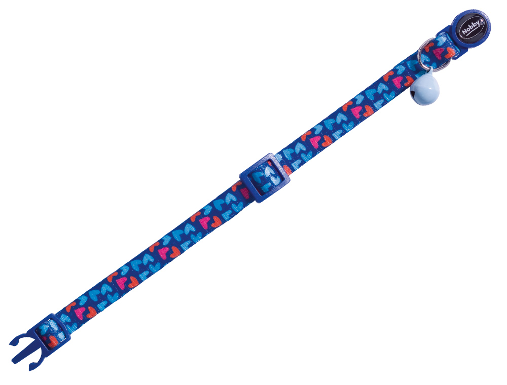 Нейлоновий нашийник для котів із дзвіночком Серденька Heart Dark Blue Cat Collar Nobby Нейлоновий нашийник для котів із дзвіночком Серденька Heart Dark Blue Cat Collar Nobby