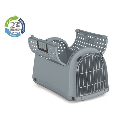 Переноска із вторинного пластику з розсувною кришкою для котів і маленьких собак вагою до 6 кг Imac Linus Cabrio 2nd Plastic Life