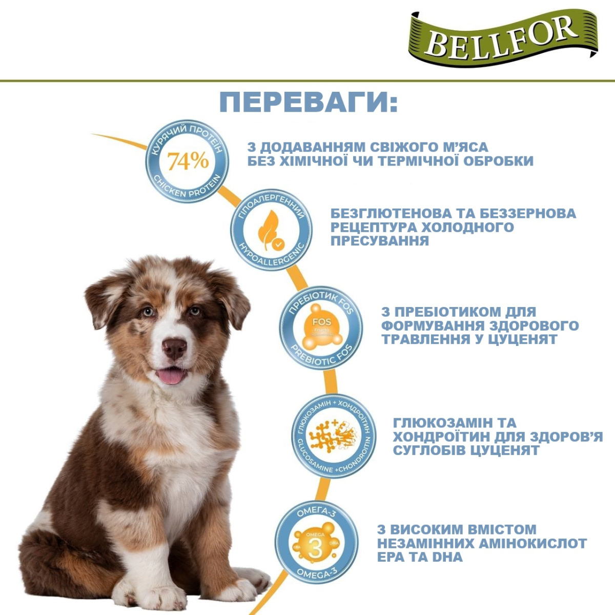 Беззерновой сухой корм для щенков холистик холодного прессования с курицей Bellfor Wiesen-Schmaus Junior