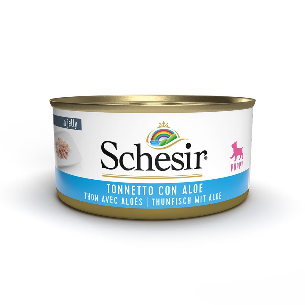 Консерва для щенков в возрасте до 1 года Тунец с Алое в желе Schesir Puppy Tuna & Aloe in Jelly