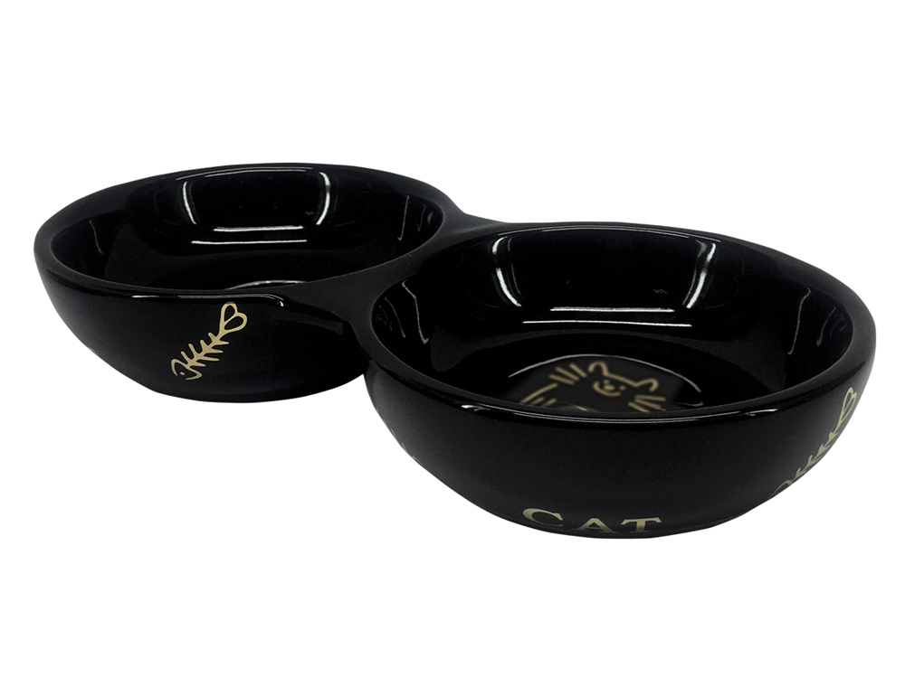 Двойная керамическая миска для кошек Золотой кот Golden Cat Nobby Двойная керамическая миска для кошек Золотой кот Golden Cat Nobby