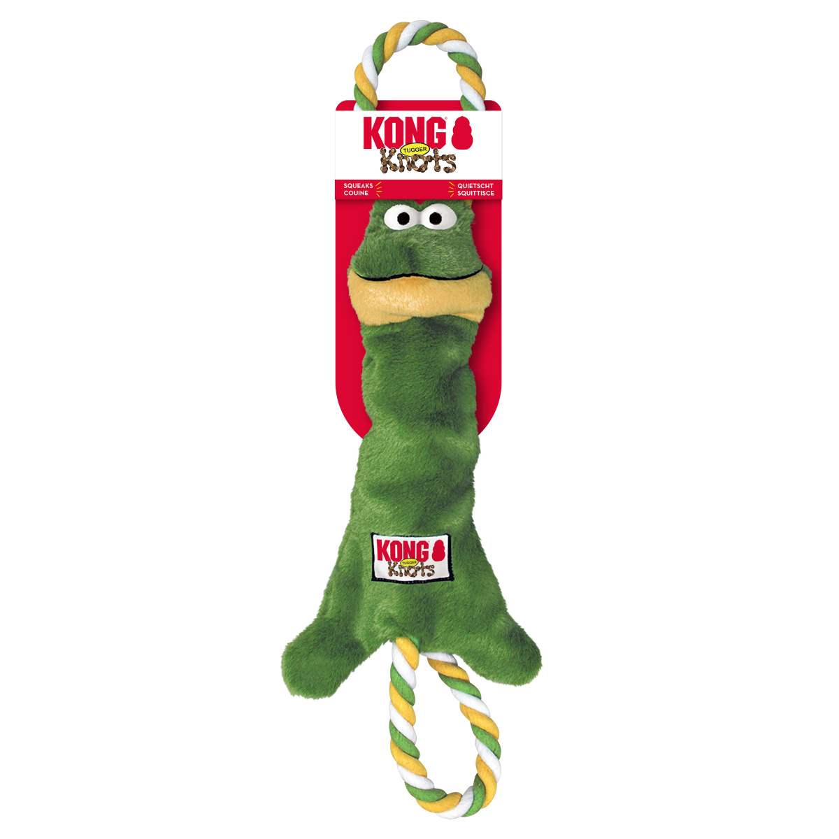 KONG Tugger Knots Frog Іграшка перетяжка для собак Жаба з пищалкою