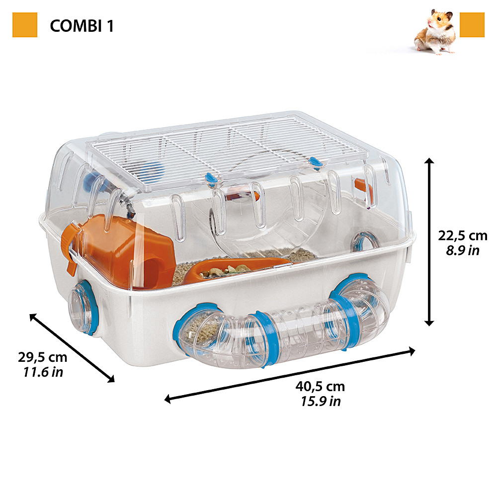 Клетка для хомяка с туннелем, беговым колесом и домиком Combi 1 Ferplast