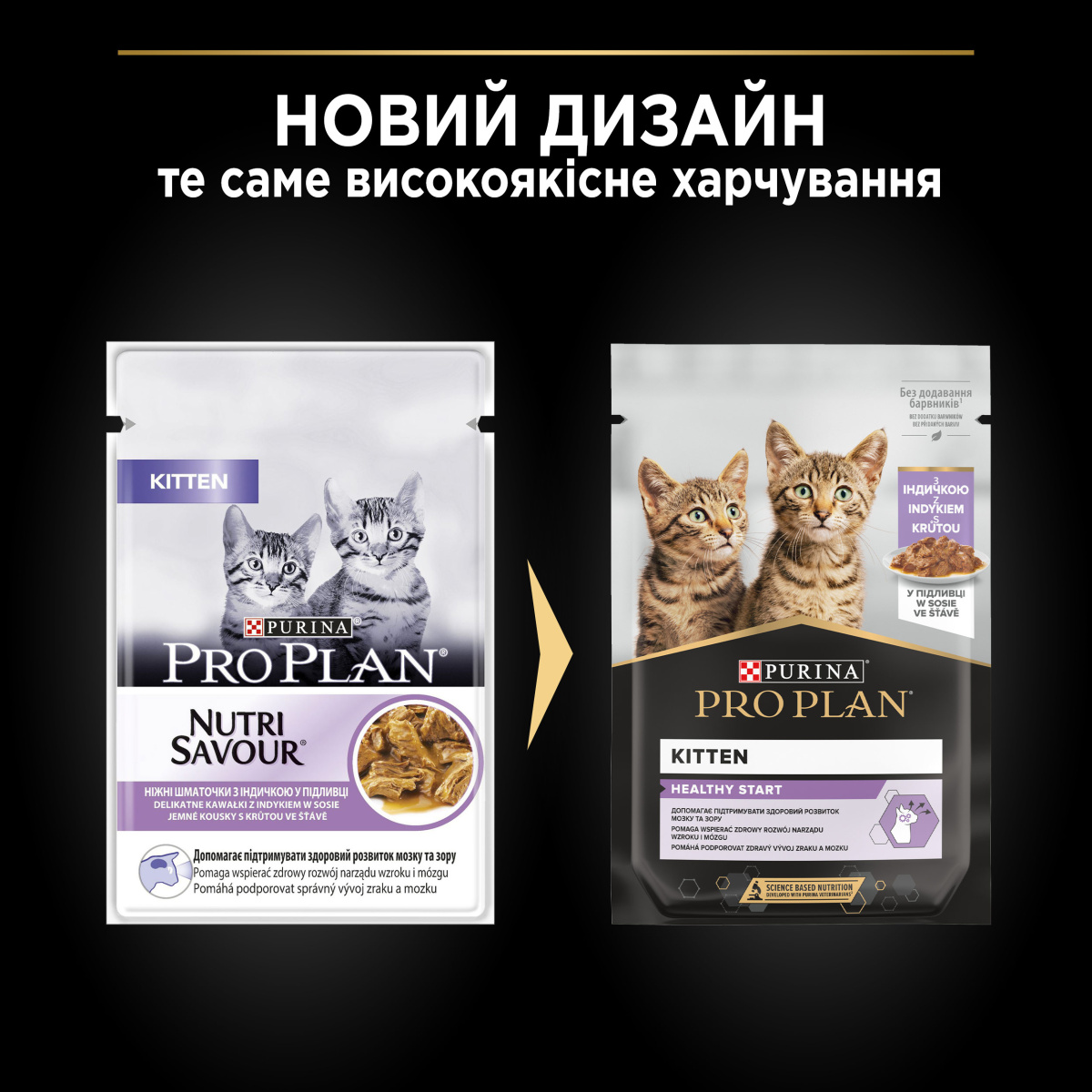 Влажный корм для котят в возрасте от 6 недель Кусочки индейки в подливе Purina Pro Plan Kitten Healthy Start Turkey Sauce