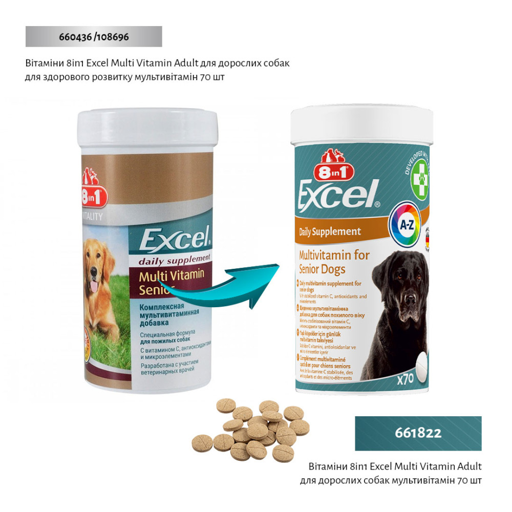 Мультивітамінний комплекс для літніх собак 8in1 Excel Multi Vitamin Senior