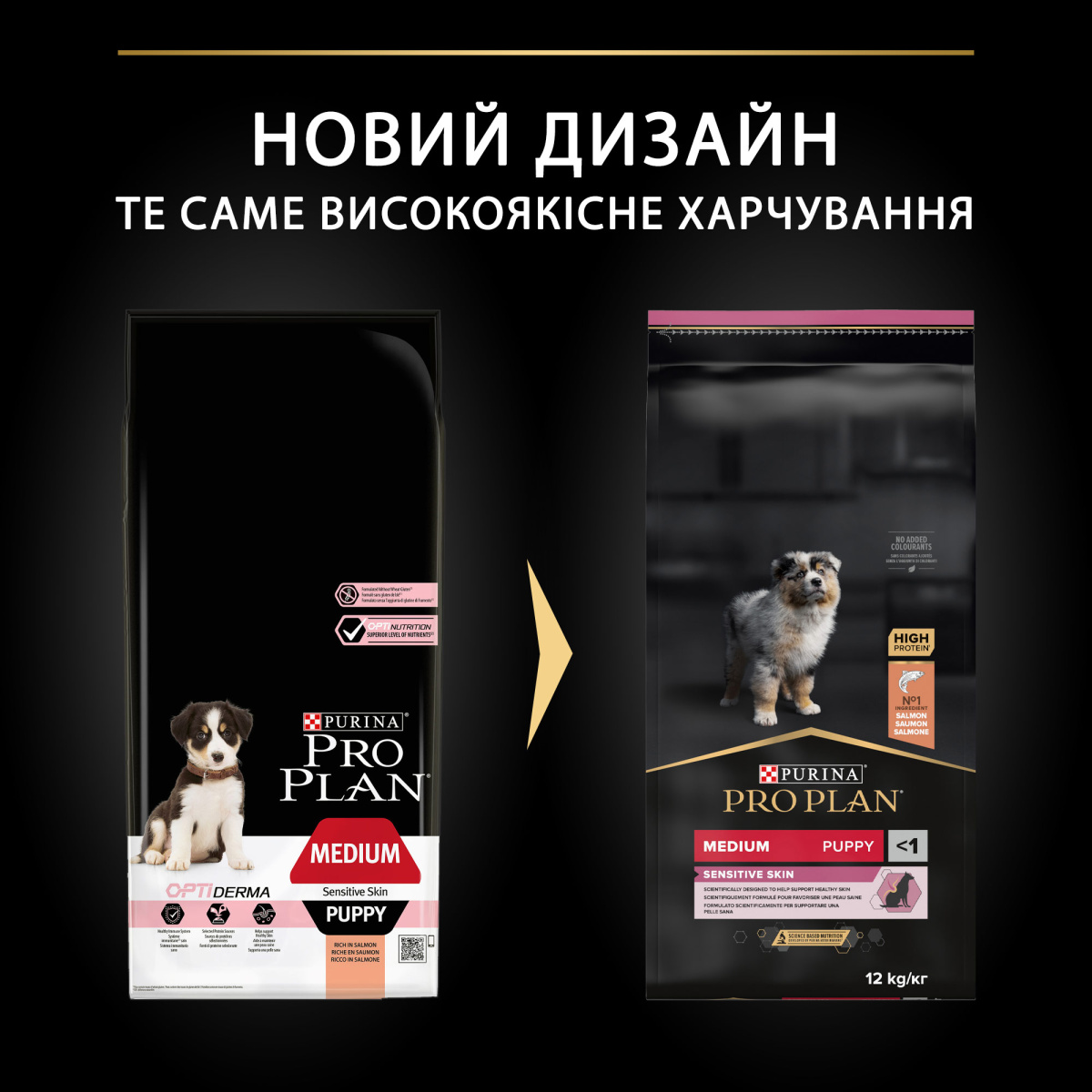 Сухой корм с лососем для щенков средних пород с чувствительной кожей Purina Pro Plan Medium Sensitive Skin Puppy Salmon