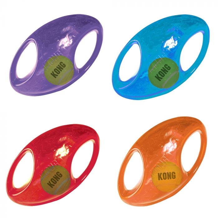 KONG Jumbler Football Велика іграшка для собак Інтерактивний М'яч Регбі з пищалкою