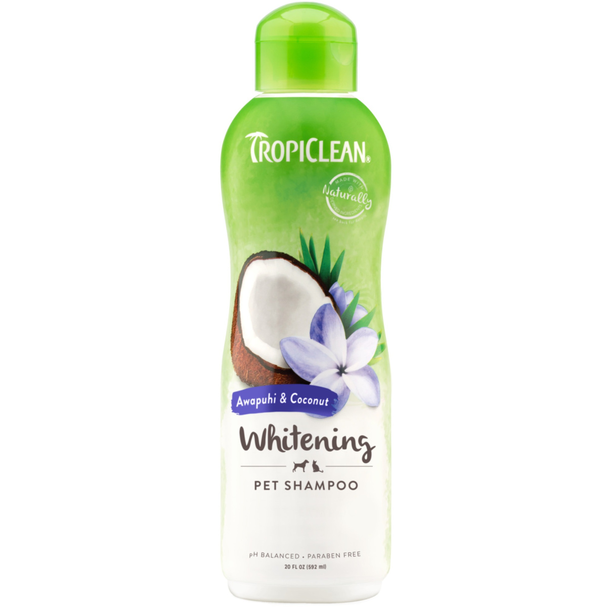 Отбеливающий шампунь для собак и котов с белой и светлой шерстью TropiClean Shampoo Whitening Awapuhi & Coconut