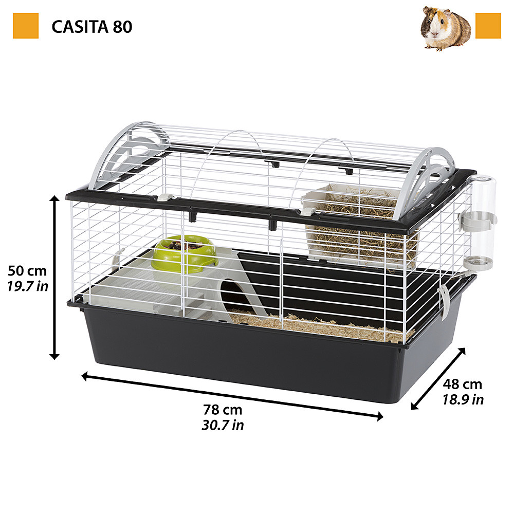 Клетка для кроликов и морских свинок с поилкой, кормушкой и домиком Casita 80 Ferplast