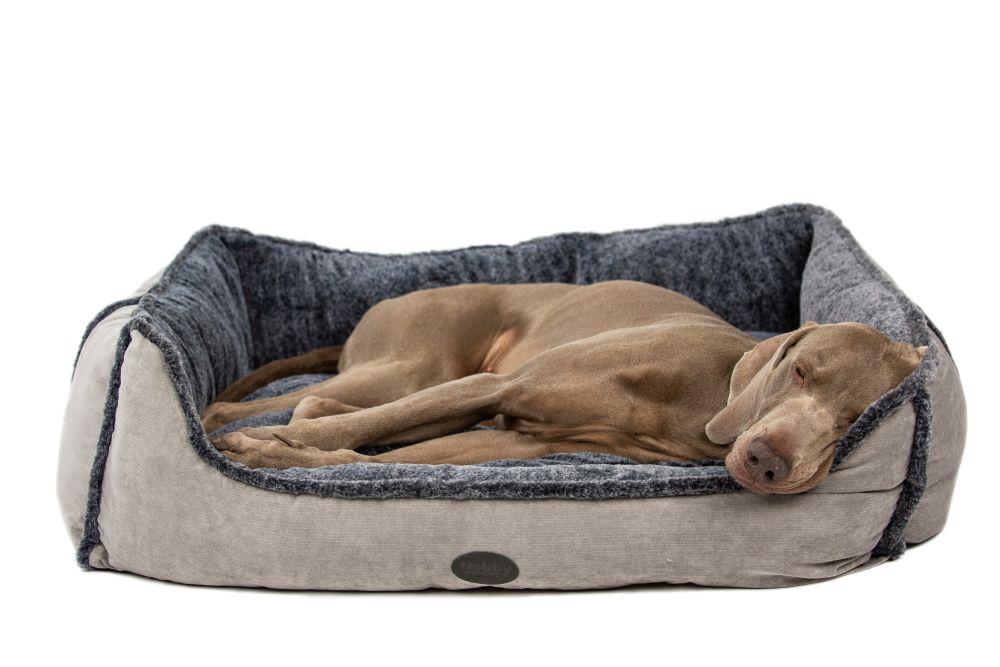 Антискользящий плюшевый лежак с бортиками со съемным чехлом для собак Delim Nobby