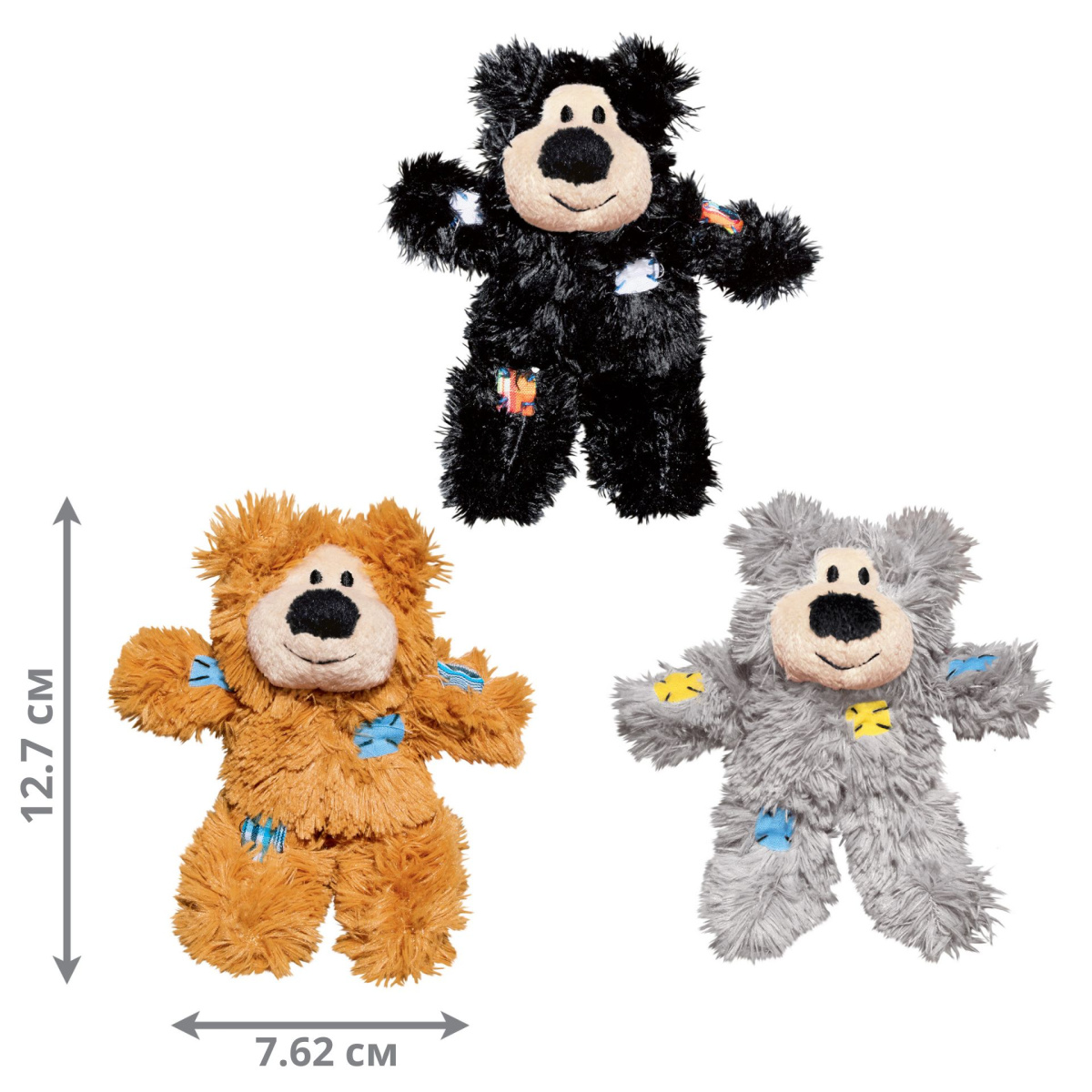 KONG Cat Softies Patchwork Bear М'яка іграшка для кота Ведмедик з котячою м'ятою