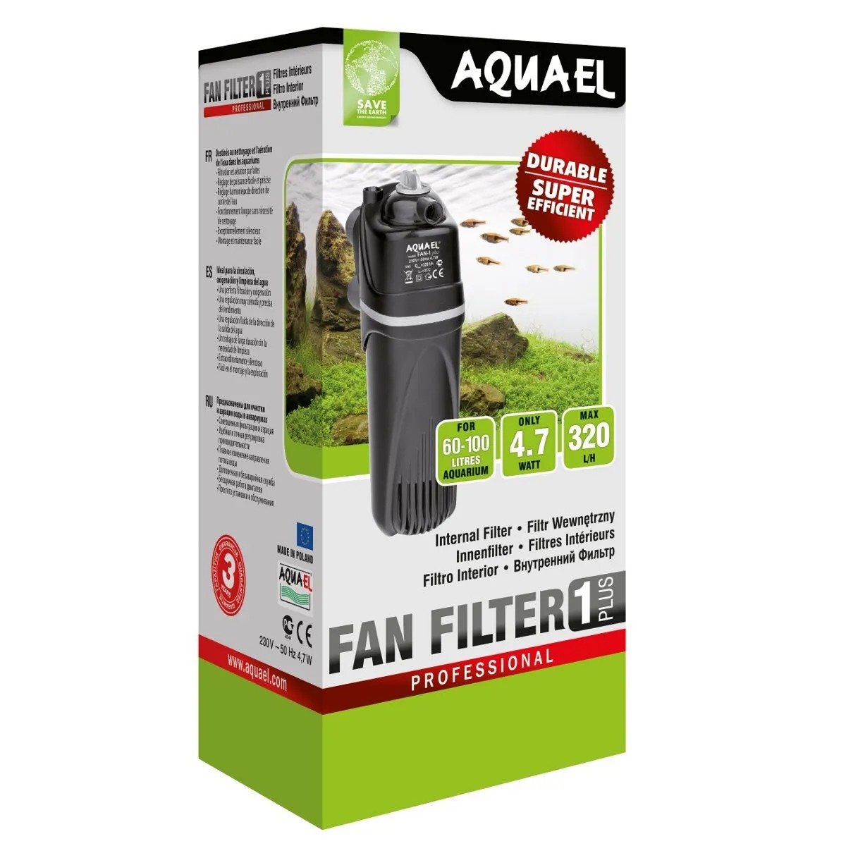 Внутрішній фільтр з помпою для очищення та аерації акваріума Aquael Fan Filter Plus Внутрішній фільтр з помпою для очищення та аерації акваріума Aquael Fan Filter Plus
