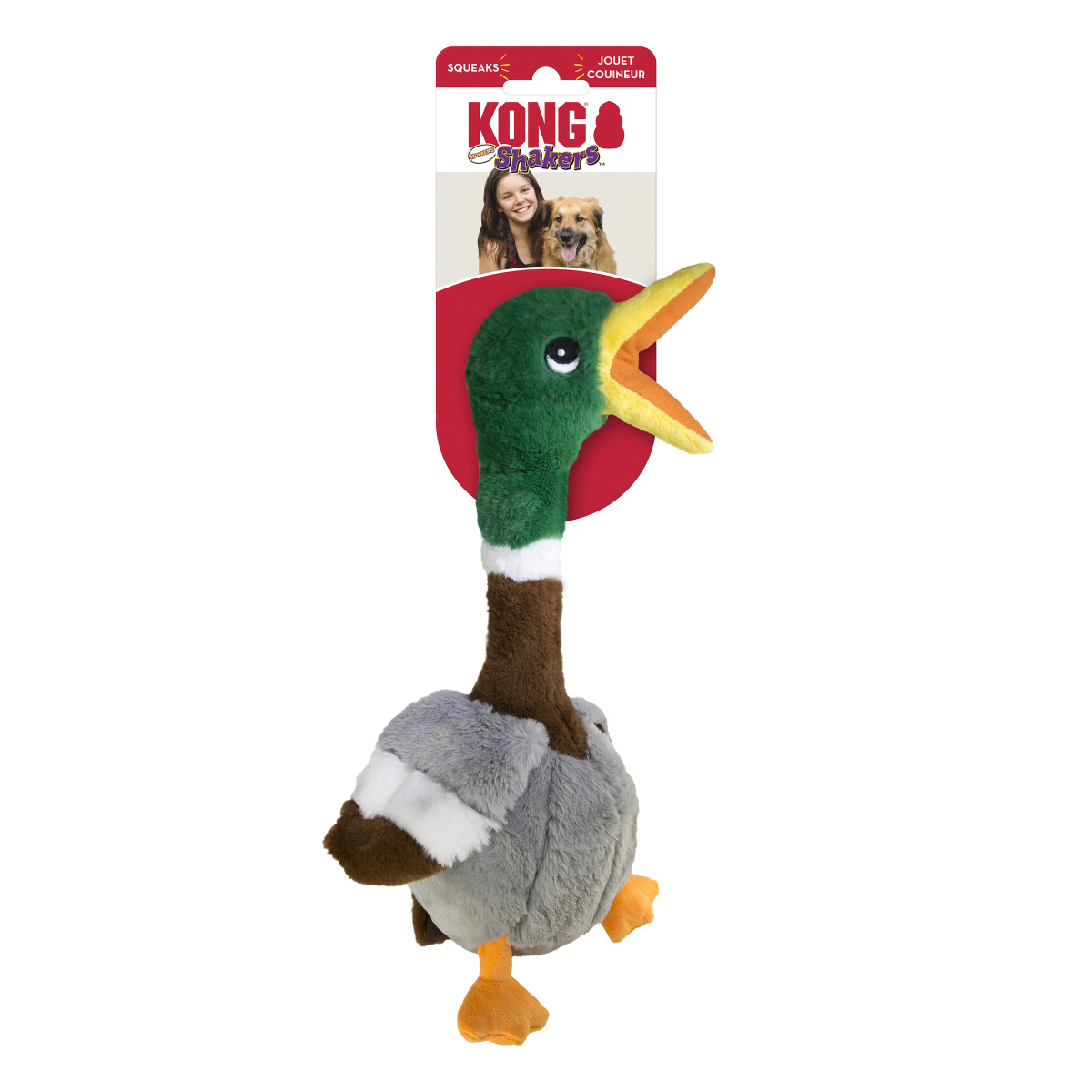 KONG Shakers Honkers Duck М'яка іграшка для собак Пищача Качка з канатною шиєю
