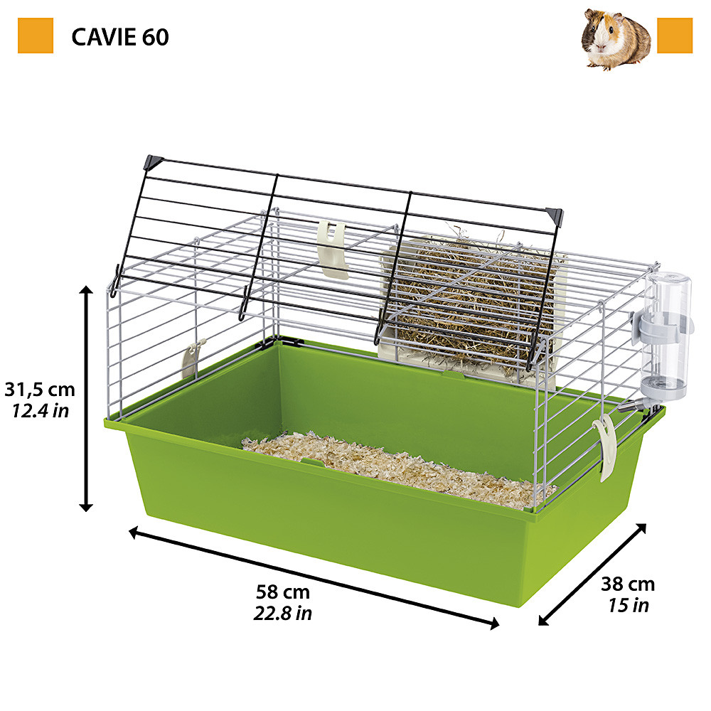 Клетка для морских свинок с шариковой поилкой и кормушкой в комплекте Cavie 60 Ferplast