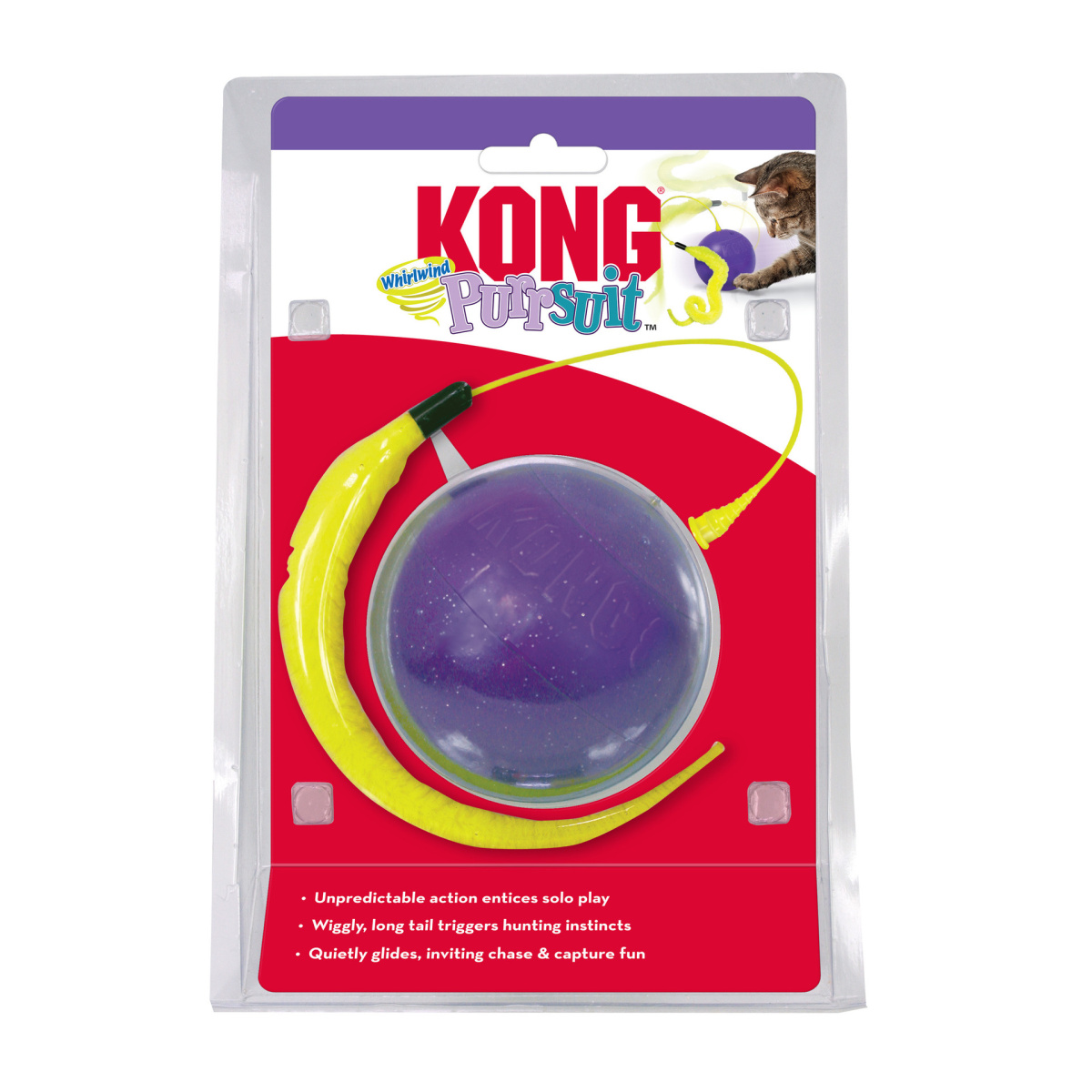 KONG Cat Purrsuit Whirlwind Автоматическая игрушка для кота Интерактивный Мяч с перьями