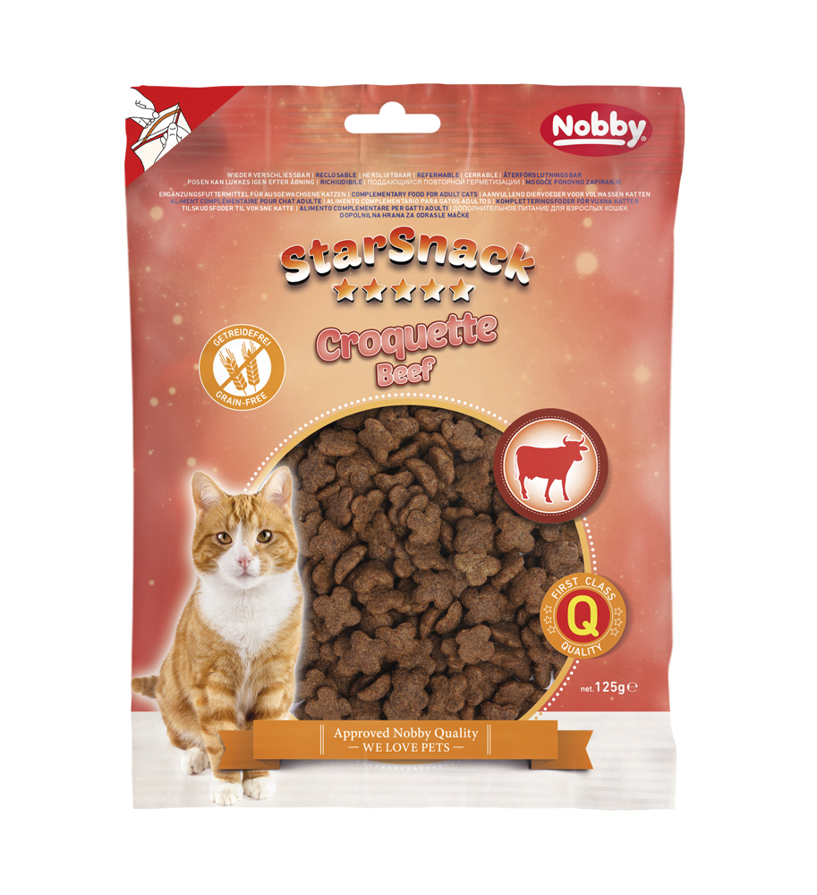 Беззернові ласощі для кішок Крокети з Яловичиною Nobby StarSnack Cat Grain Free Croquette Beef