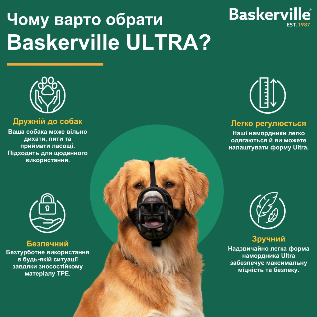 Эргономичный намордник для собак с индивидуальным термоформированием Baskerville Ultra Muzzle