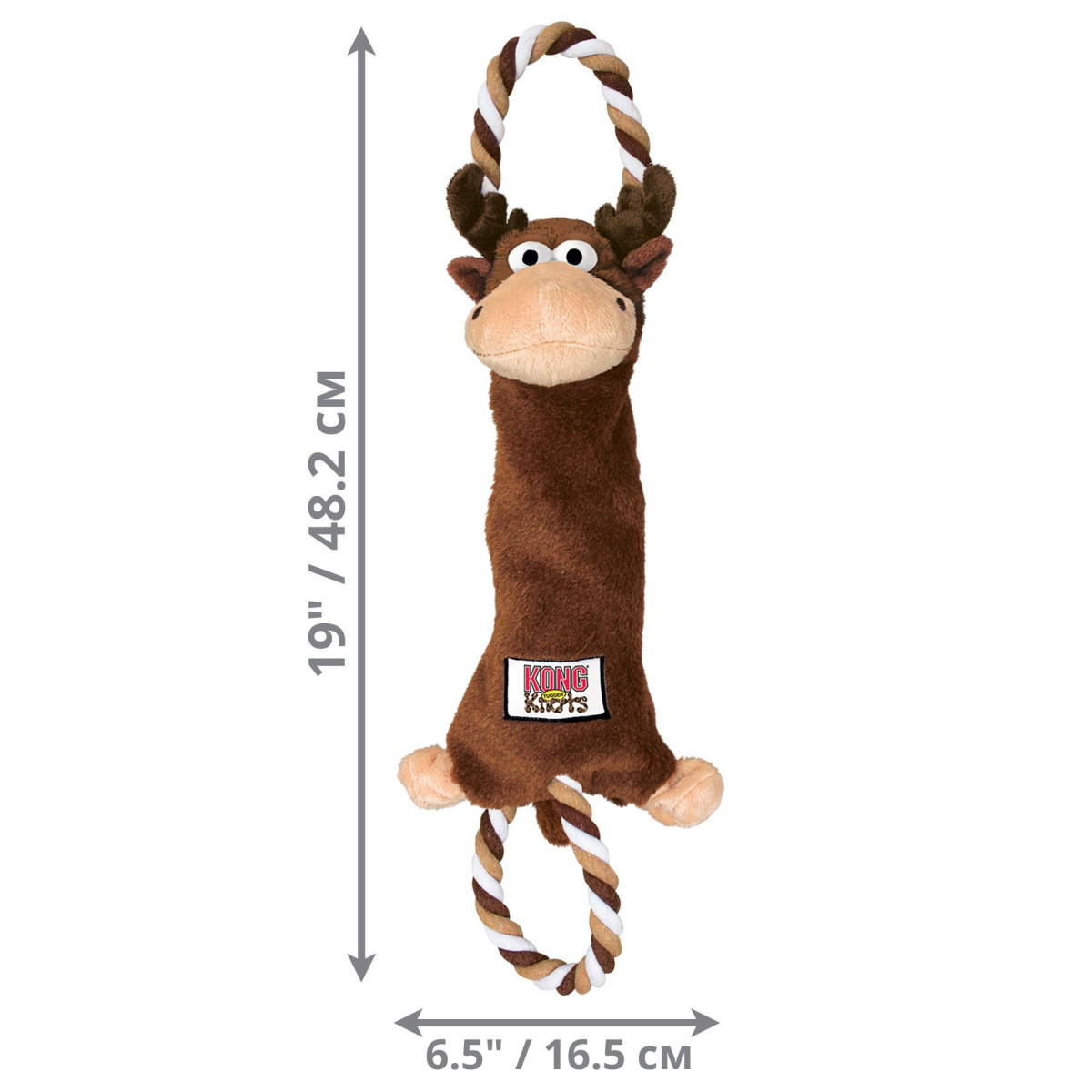 KONG Tugger Knots Moose Игрушка перетяжка для собак Лось с пищалкой