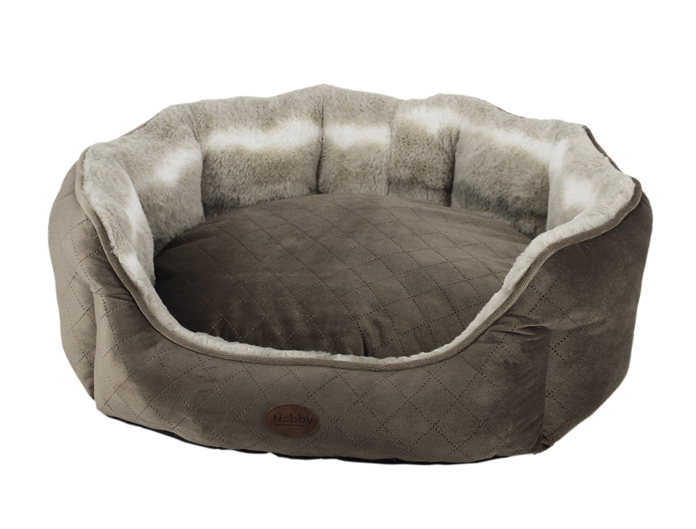 Меховая овальная лежанка с бортиками для собак Nenga Nobby