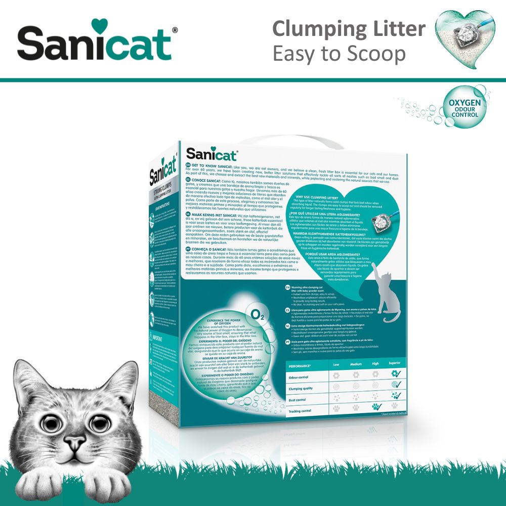 Ультракомкующийся бентонитовый наполнитель для котов с ароматом детской пудры Sanicat Ultra Clumping Strong Baby Powder