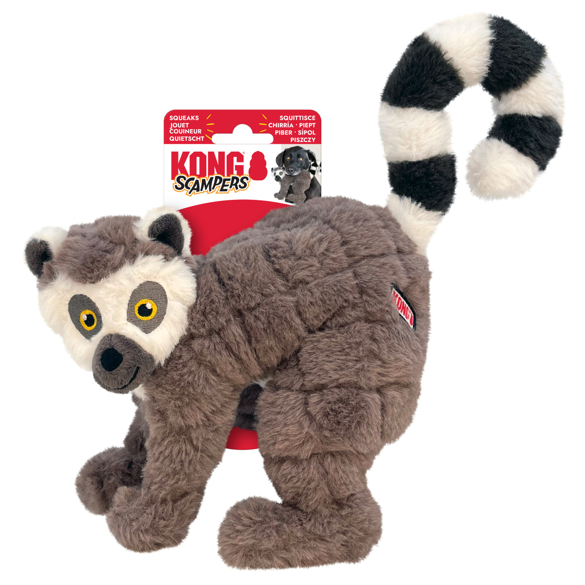 KONG Scampers Lemur М'яка іграшка для собак Плюшевий Лемур з пищалкою