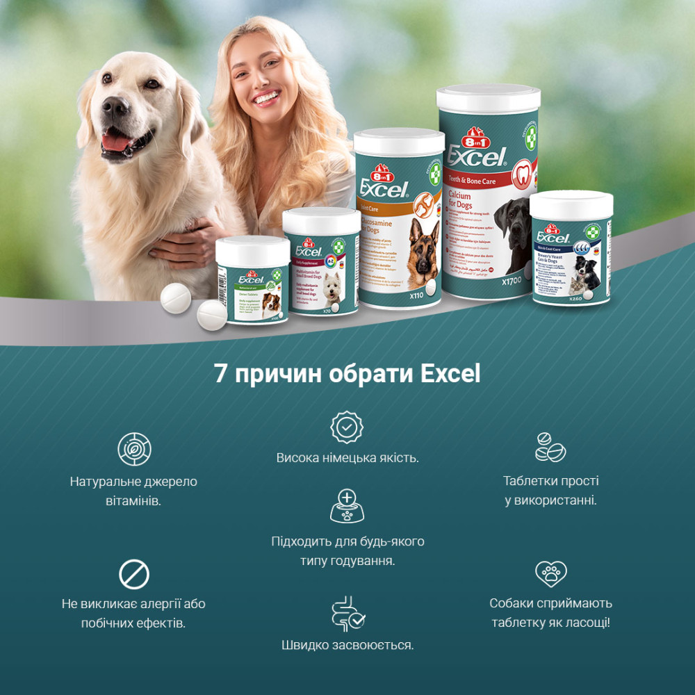 Мультивітамінний комплекс для літніх собак 8in1 Excel Multi Vitamin Senior Мультивітамінний комплекс для літніх собак 8in1 Excel Multi Vitamin Senior