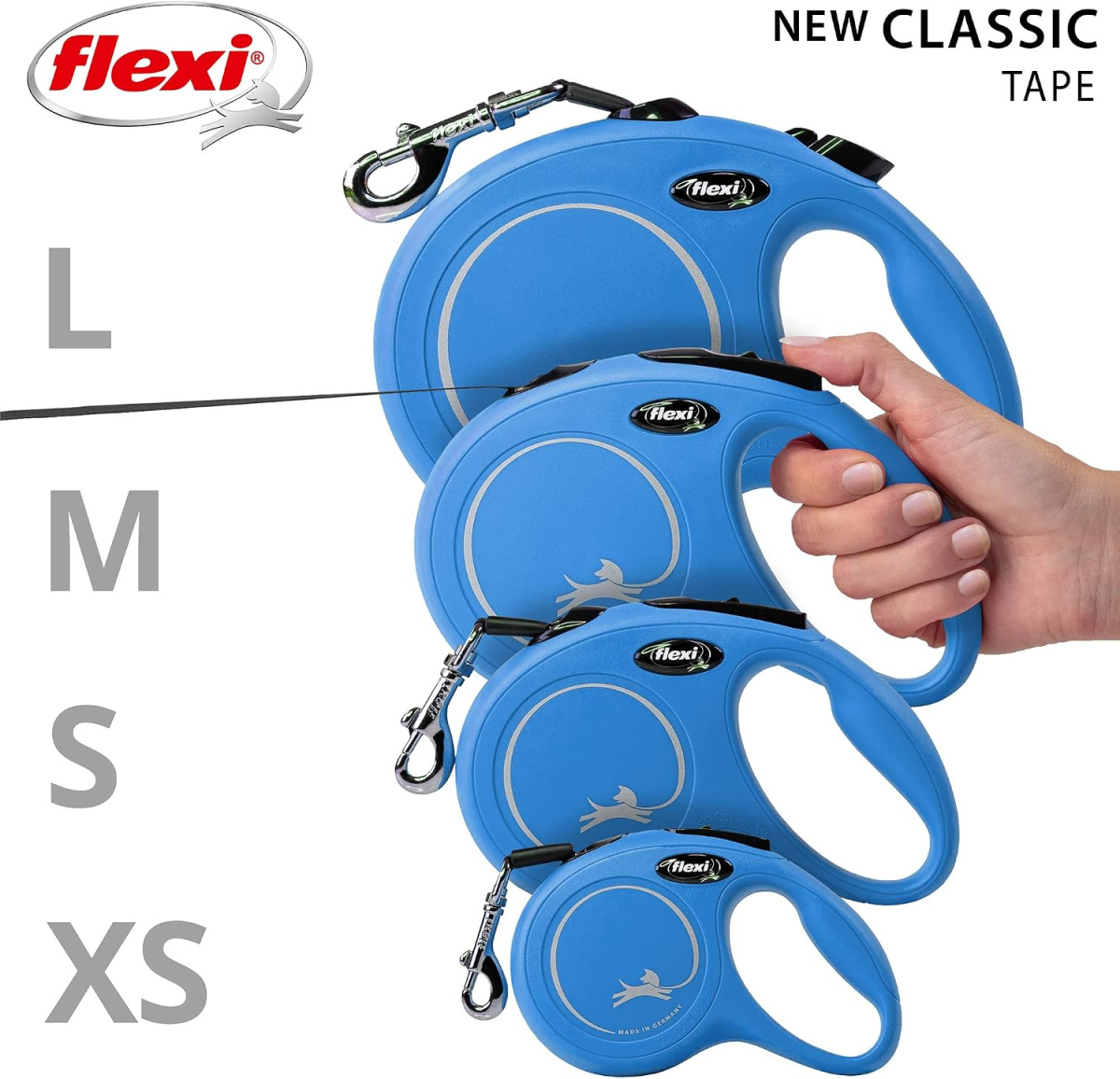 Повідець-рулетка для собак маленьких порід вагою до 12 кг Flexi New Classic XS Tape стрічка 3 m