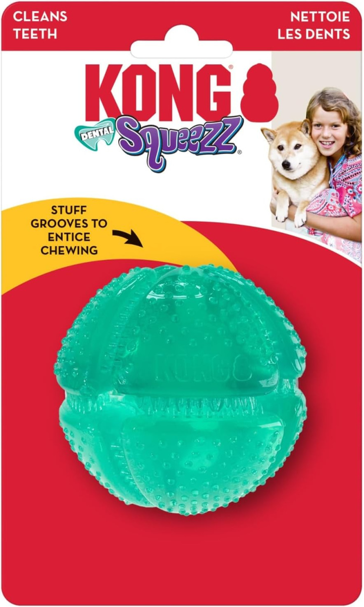 Іграшка для собак М'яч Надміцний для очищення зубів KONG Squeezz Dental Ball