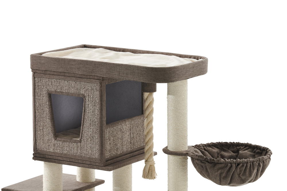 Кігтеточка-ігровий комплекс з двома будиночками та гамаком для кішок Ramiz Nobby