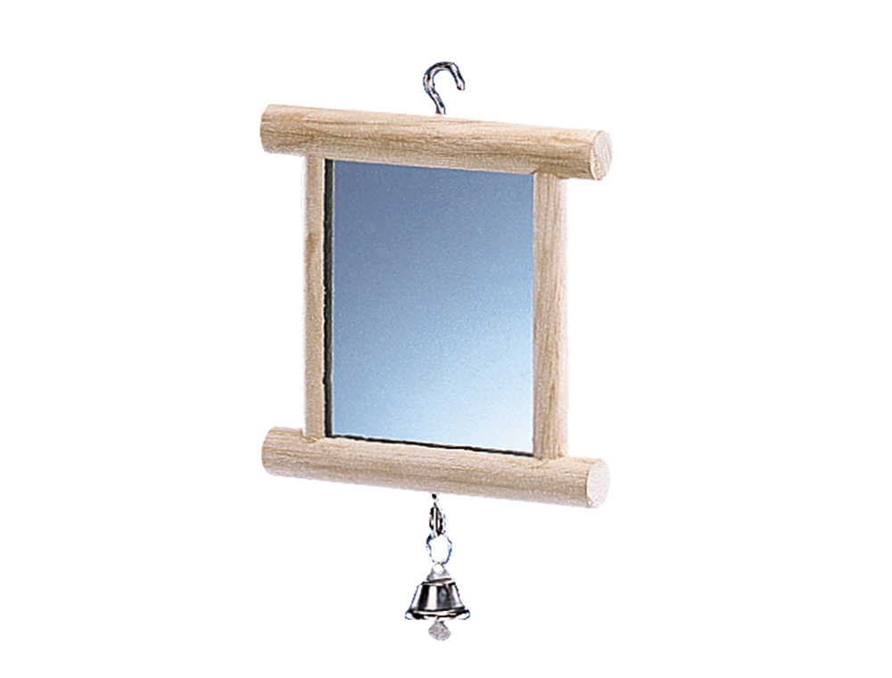 Деревянная игрушка для попугаев Зеркало с колокольчиком Mirror Parrot Toy Nobby