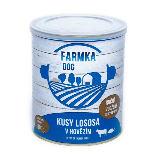 Консервированное мясо для собак Куски Лосося в Говяжьем Фарше FALCO FARMKA Dog 100% Fish Salmon