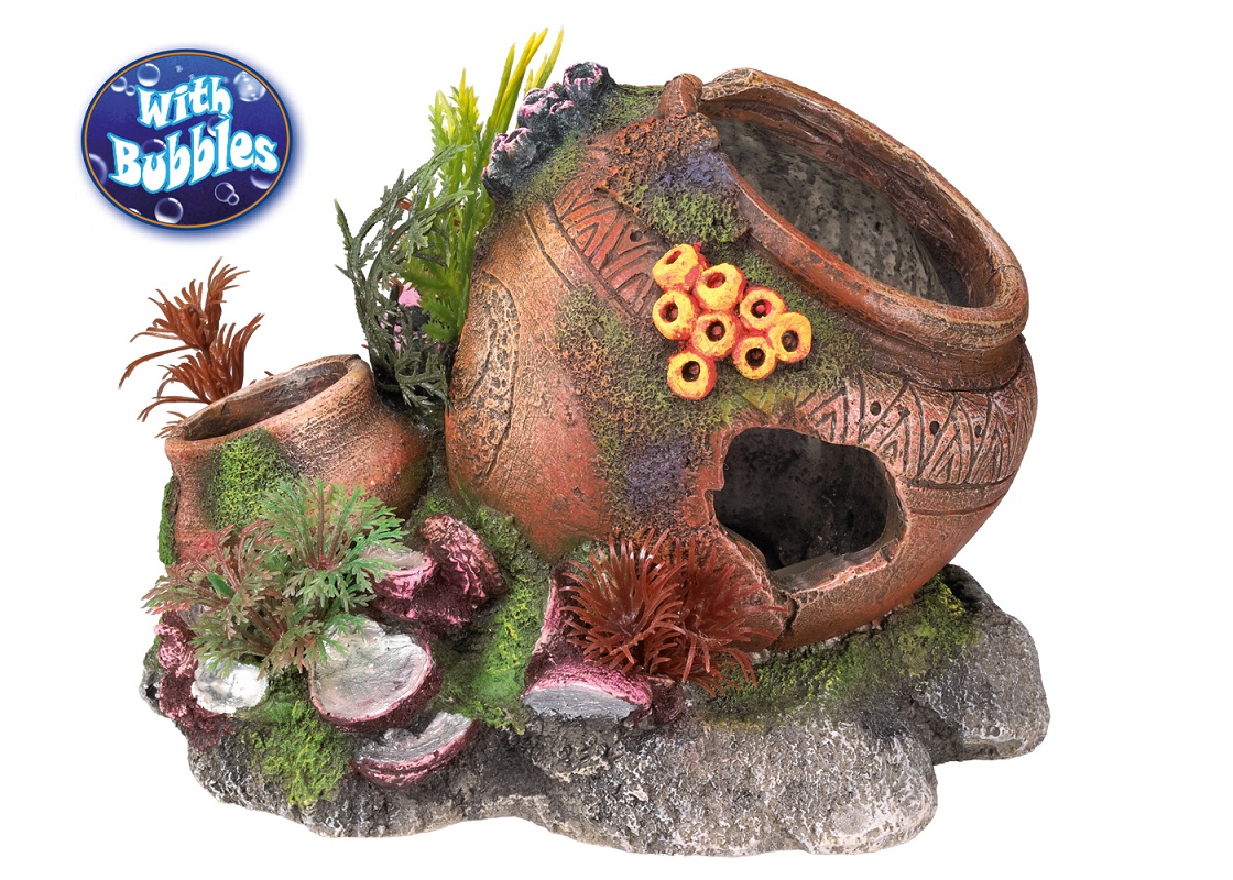 Декор с диффузором для аквариума Кувшины с ракушками Ancient Amphora Bubbles Aqua Ornaments Nobby