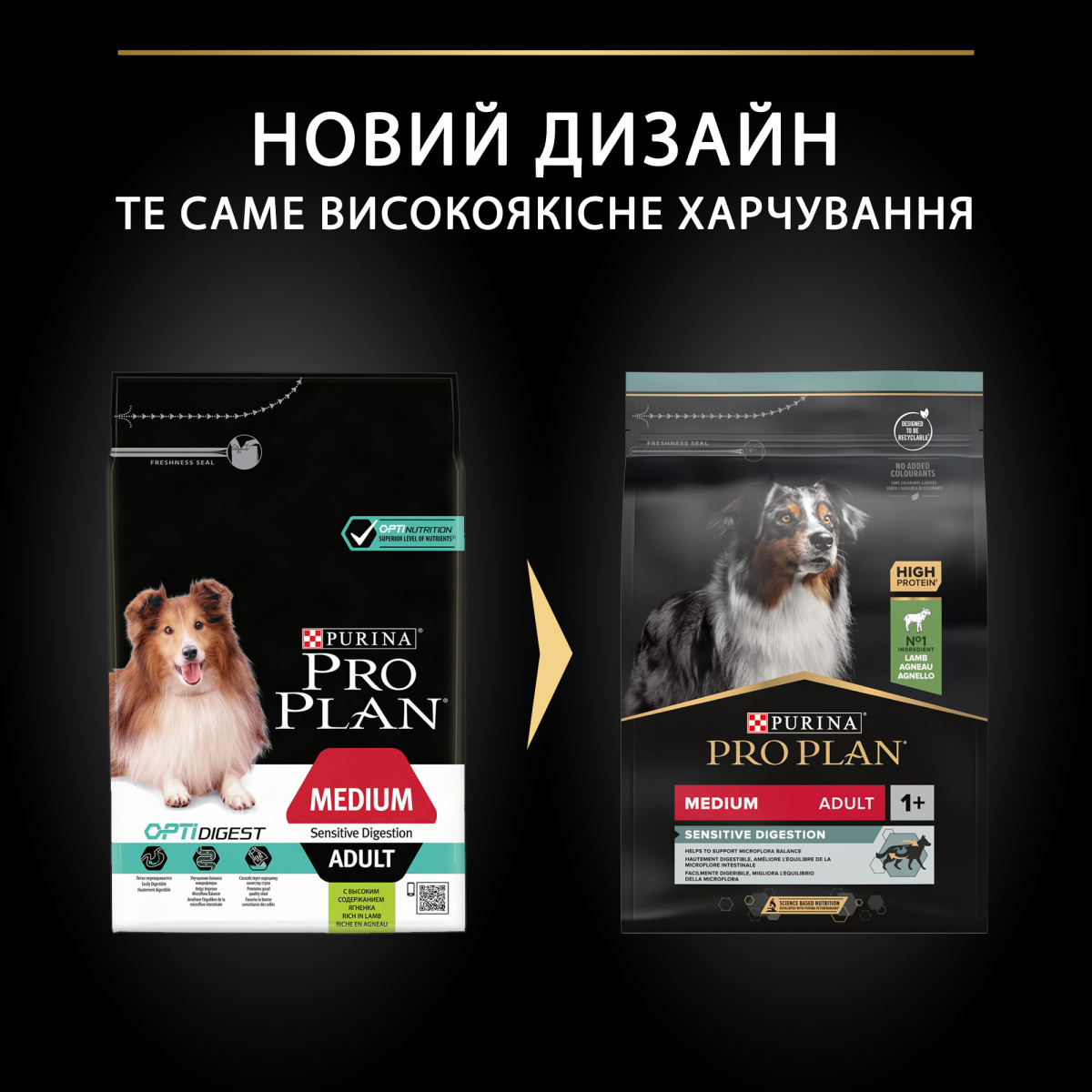 Сухий корм з ягням для середніх собак з чутливим травленням Purina Pro Plan Medium Sensitive Digestion Adult 1+ Lamb