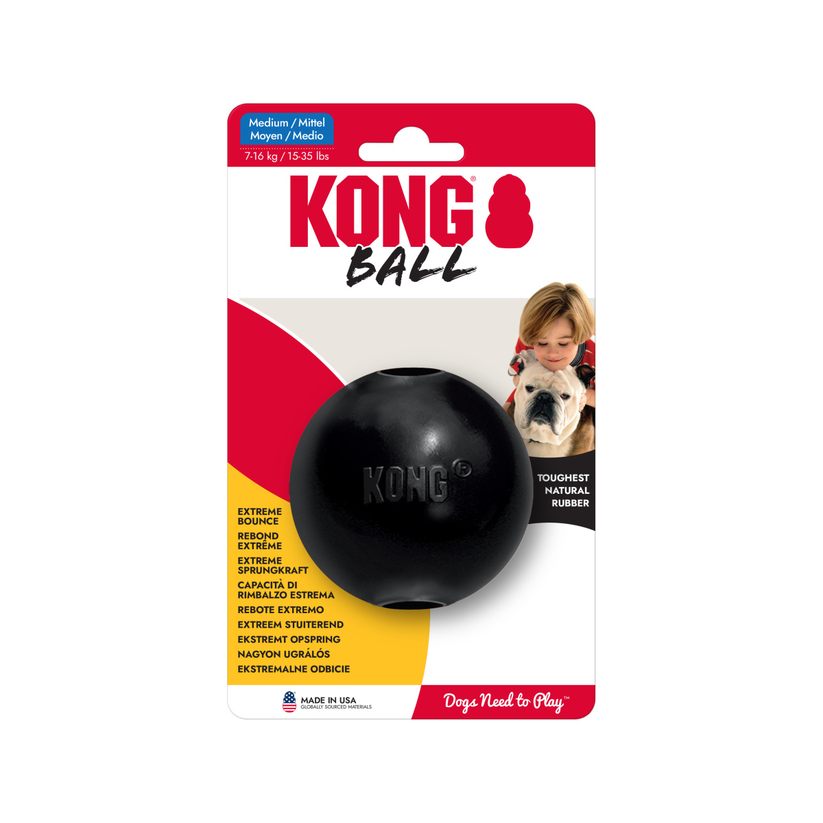 KONG Extreme Ball W/Hole Антивандальная игрушка для собак Сверхпрочный Мяч для лакомств