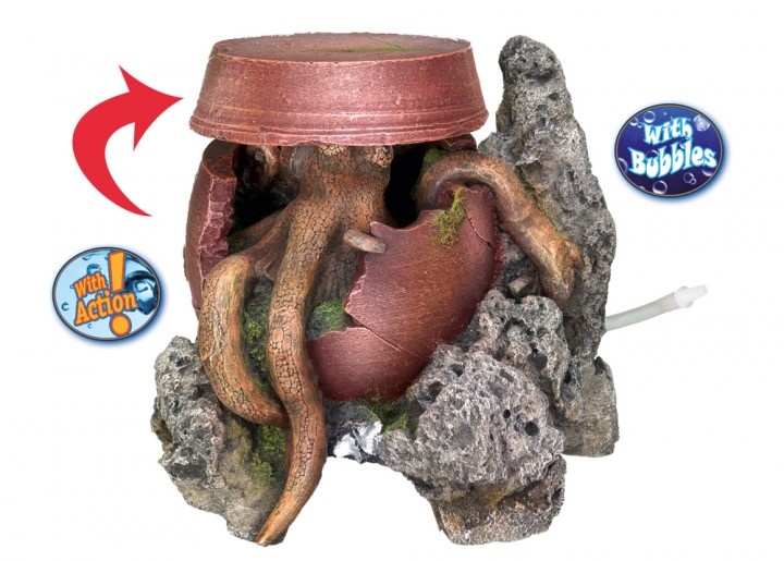 Интерактивный декор с диффузором для аквариума Осьминог в бочке Octopus Action & Bubbles Aqua Ornaments Nobby Интерактивный декор с диффузором для аквариума Осьминог в бочке Octopus Action & Bubbles Aqua Ornaments Nobby
