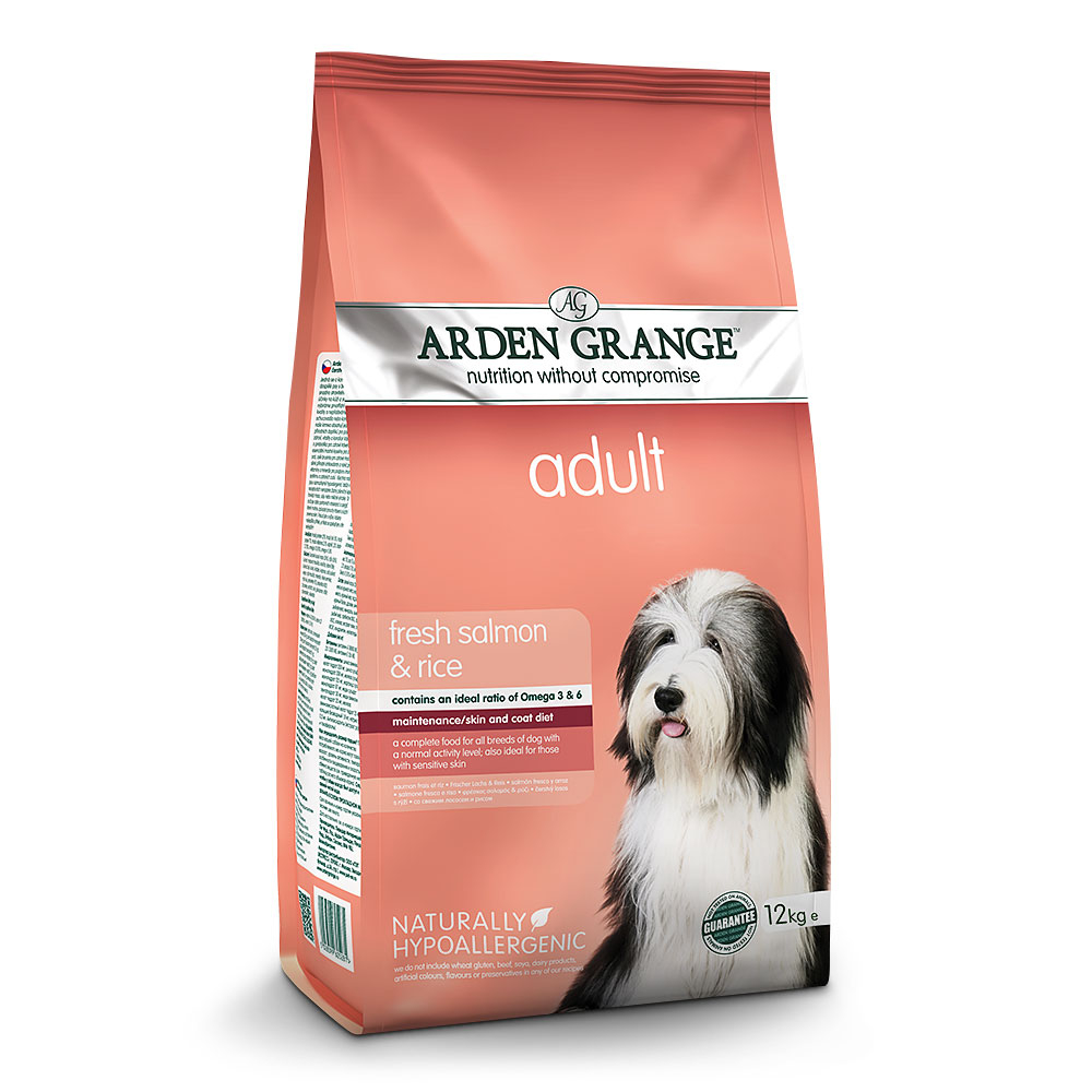 Сухой гипоалергенный корм для взрослых собак со свежим лососем и рисом Arden Grange Adult Fresh Salmon & Rice