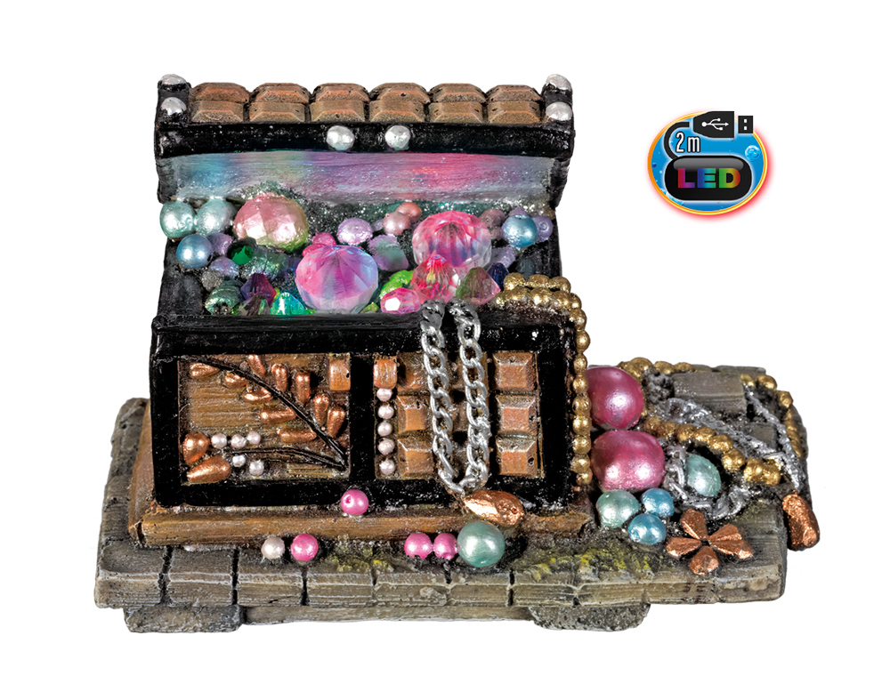 Светодиодный декор для аквариума Сундук с сокровищами Chest LED Aqua Ornaments Nobby Светодиодный декор для аквариума Сундук с сокровищами Chest LED Aqua Ornaments Nobby