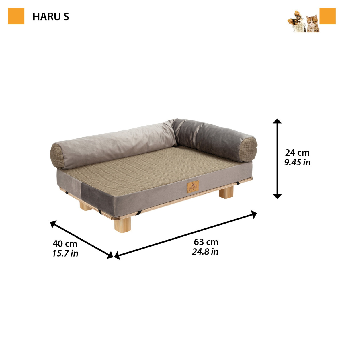 Антиковзкий диван на дерев'яних ніжках для собак та котів Haru Ferplast