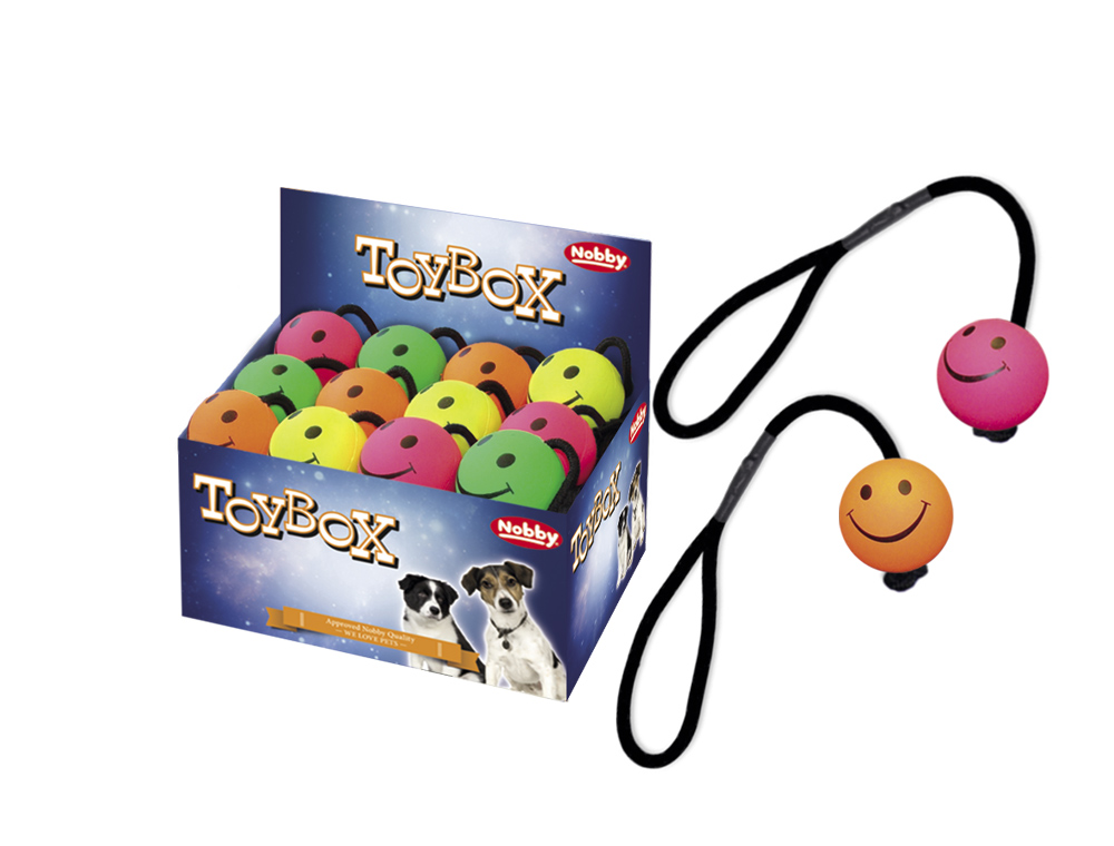 Іграшка для собак з чутливими зубами ToyBox М'яч-Смайлик з мотузкою Sensitive Nobby Іграшка для собак з чутливими зубами ToyBox М'яч-Смайлик з мотузкою Sensitive Nobby