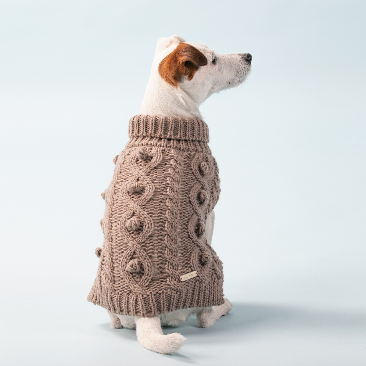 Вязаный свитер ручной работы из овечьей шерсти для собак PAIKKA Handmade Knit Sweater Taupe Вязаный свитер ручной работы из овечьей шерсти для собак PAIKKA Handmade Knit Sweater Taupe