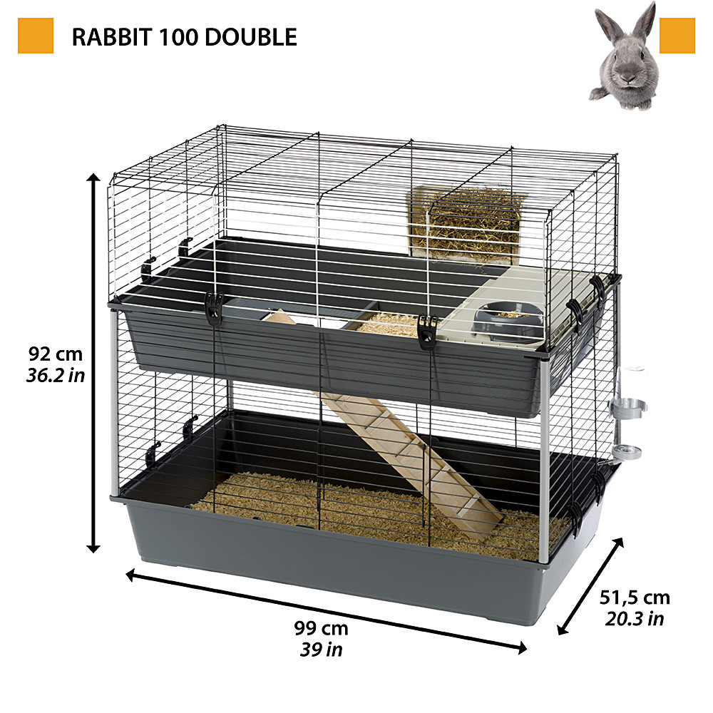 Двухуровневый вольер для двух кроликов с поилками и кормушками Rabbit 100 Double Ferplast