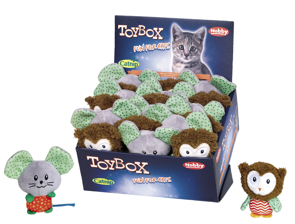 М'яка іграшка для котів ТоyBox Плюшеві Мишка та Сова з котячою м'ятою Plush Catnip Nobby