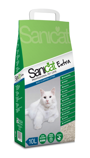 Наполнитель туалетов для кошек впитывающий без запаха Sanicat Extra